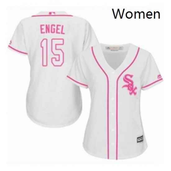 Womens Majestic Chicago White Sox 15 Adam Engel Replica White Fashion Cool Base MLB Jersey